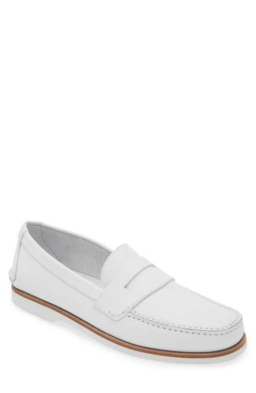 JM WESTON Bateau Water Resistant Penny Loafer White/Cement at Nordstrom,