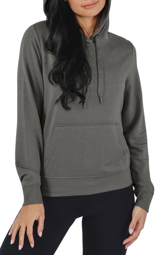 90 Degree By Reflex Terry Brushed Pullover Hoodie In Gunmetal Grey