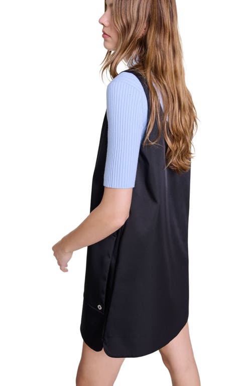 Shop Maje Satin Pinafore Dress In Black