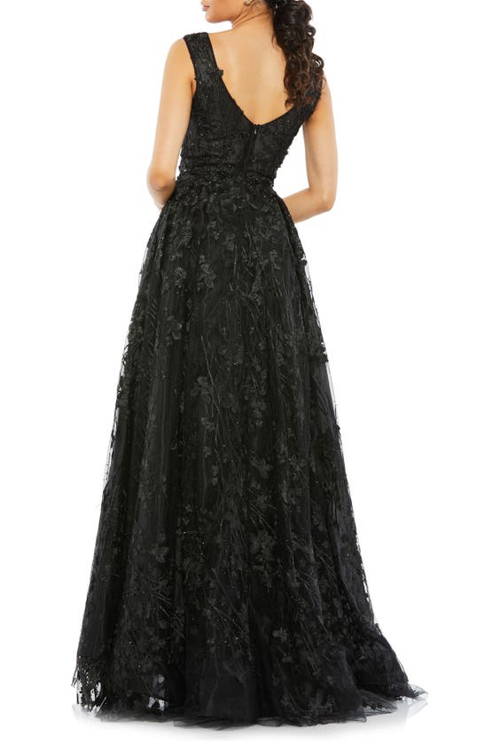 Shop Mac Duggal Illusion Embroidered Sequin Sleeveless Gown In Black
