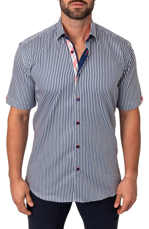 Maceoo Galileo Nautical White Short Sleeve Button-Up Shirt at Nordstrom, Size X-Large