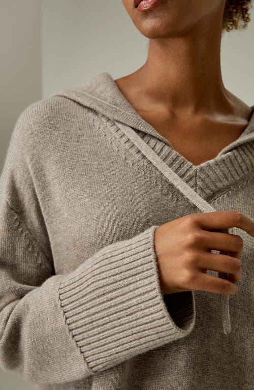 Lilysilk V Neck Wool-cashmere Blend Hoodie For Women In Camel