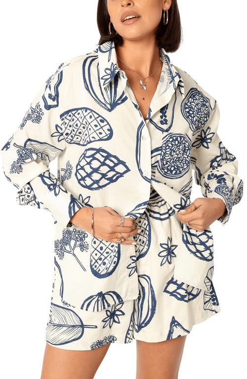 Petal And Pup Petal & Pup Bonnie Cotton & Linen Button-up Shirt & Shorts Set In Blue