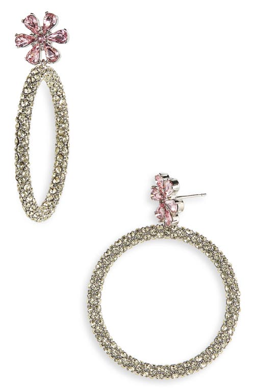 Amina Muaddi Daisy Crystal Pavé Hoop Earrings in Jonquil Hoop + Light Rose