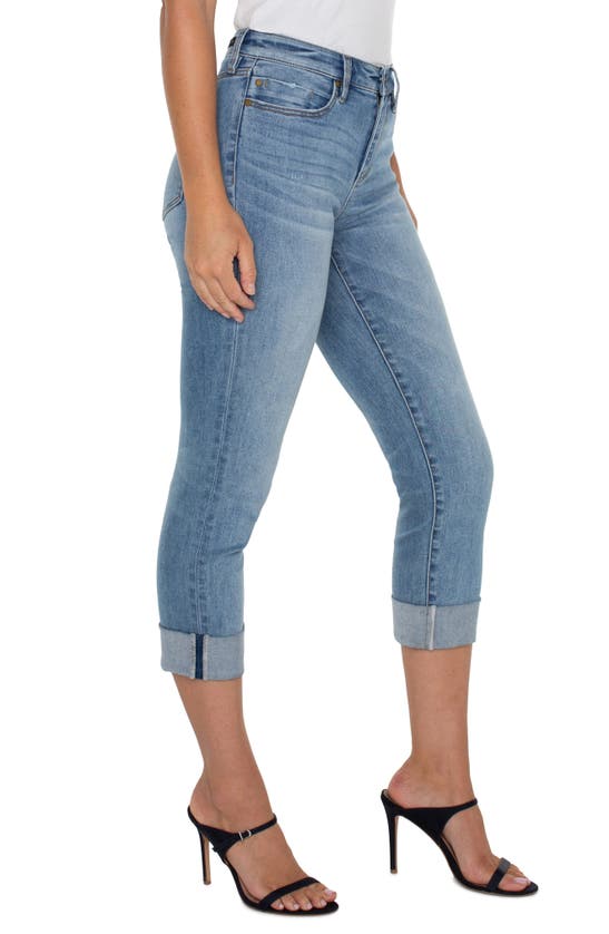 Shop Liverpool Los Angeles Charlie Mid Rise Cuffed Crop Skinny Jeans In Marina Vista