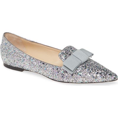 Jimmy Choo Gala Glitter Bow Flat, Blue