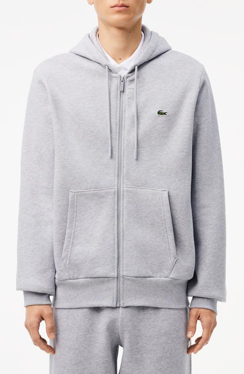 Shop Lacoste Zip Hoodie In Silver Chine