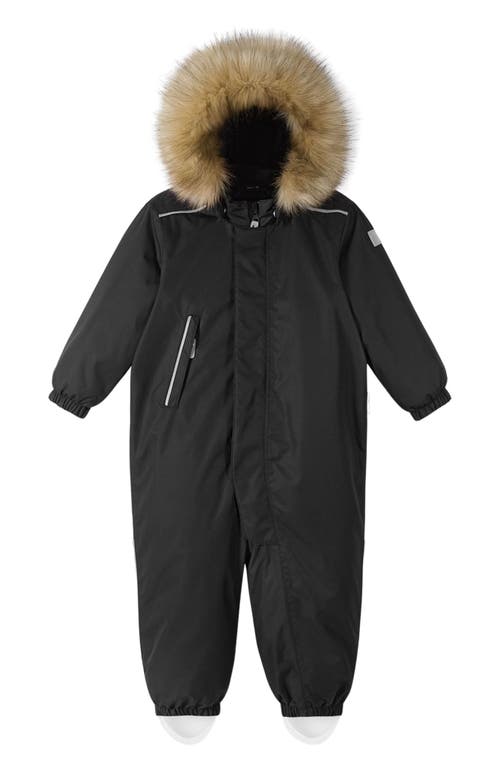 Reima Babies' The Tec Gotland Waterproof Insulated Snow Bib Overalls With Faux Fur Trim In Black