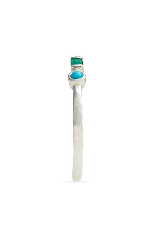 Shop Anzie Cleo Emerald & Turquoise Ring In Silver/green/blue