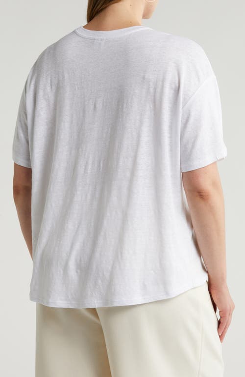 Shop Nordstrom Boxy Linen Pocket T-shirt In White