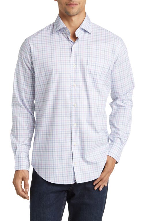 Peter Millar Henderson Crown Lite Check Stretch Button-Up Shirt White at Nordstrom,