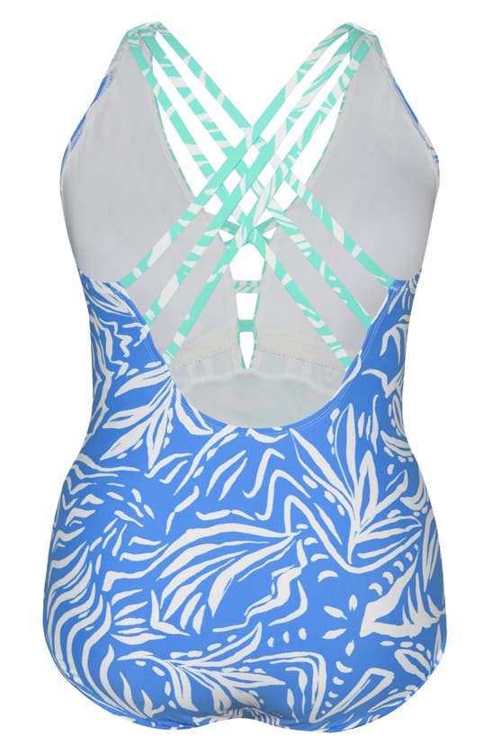 Shop La Blanca Beachside Bay Plunge One-piece Swimsuit In Chambray