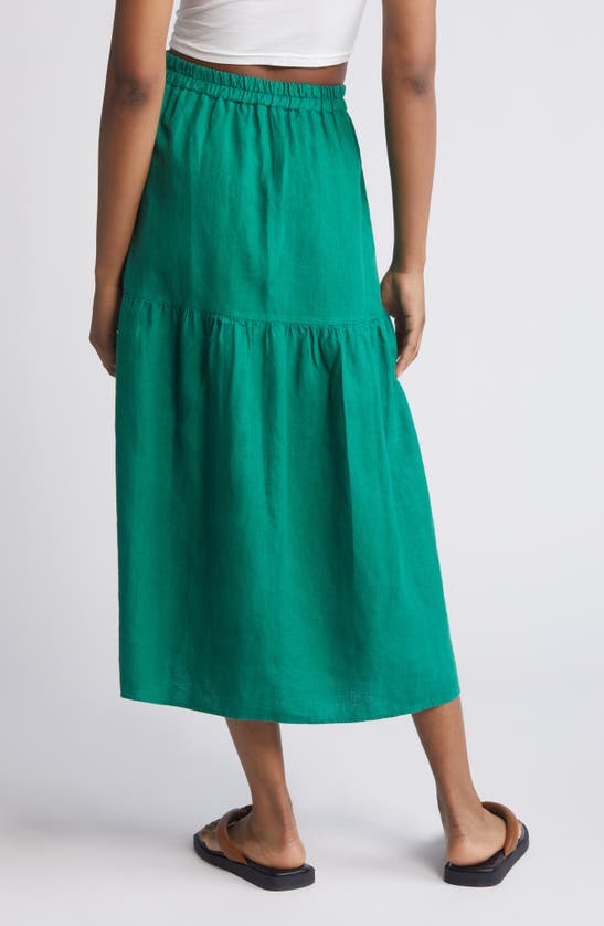 Shop Nation Ltd Esmeralda Linen Midi Skirt In Verdant Green