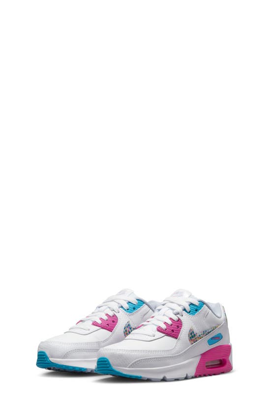 Nike Kids' Air Max 90 Se Sneaker In White/ Multi-color/ Fuchsia