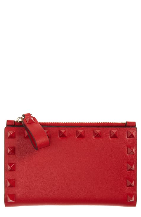 Valentino Red Leather Rockstud Rouge Gloves Size 6.5 Valentino
