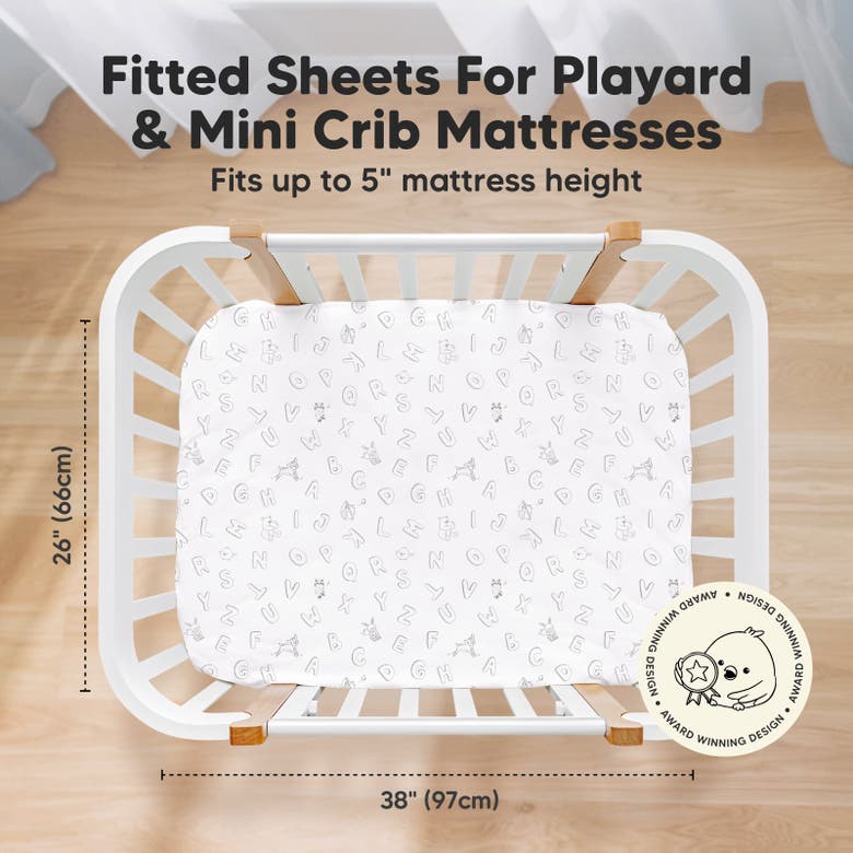 Keababies Isla Fitted Mini Crib Sheets In Abc Land