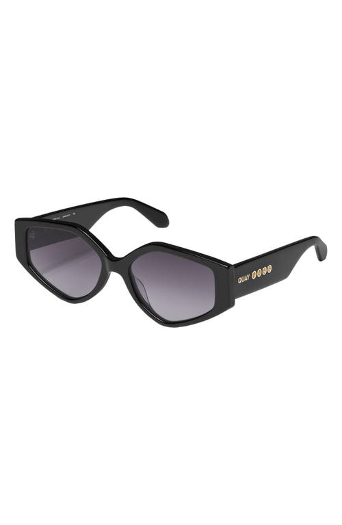 Shop Quay Hot Gossip 44mm Gradient Cat Eye Sunglasses In Black/smoke