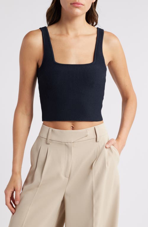 Shop & Other Stories Square Neck Rib Crop Sweater Tank In Navy