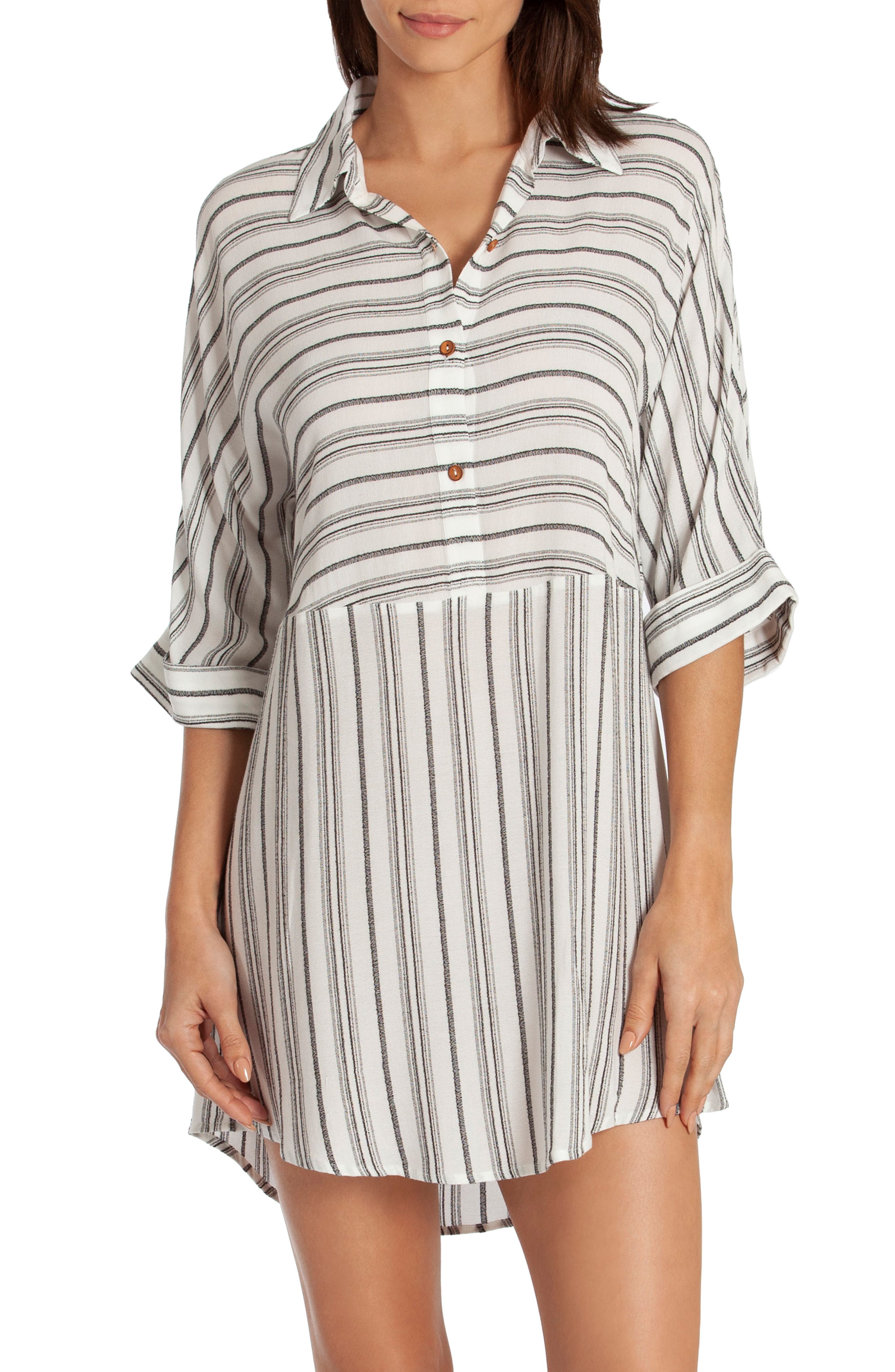 Midnight Bakery Jade Stripe Sleepshirt, White