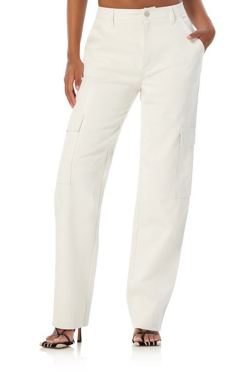 AFRM Noe Faux Leather Cargo Pants in White Python