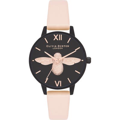 Olivia Burton After Dark Leather Strap Watch, 30Mm