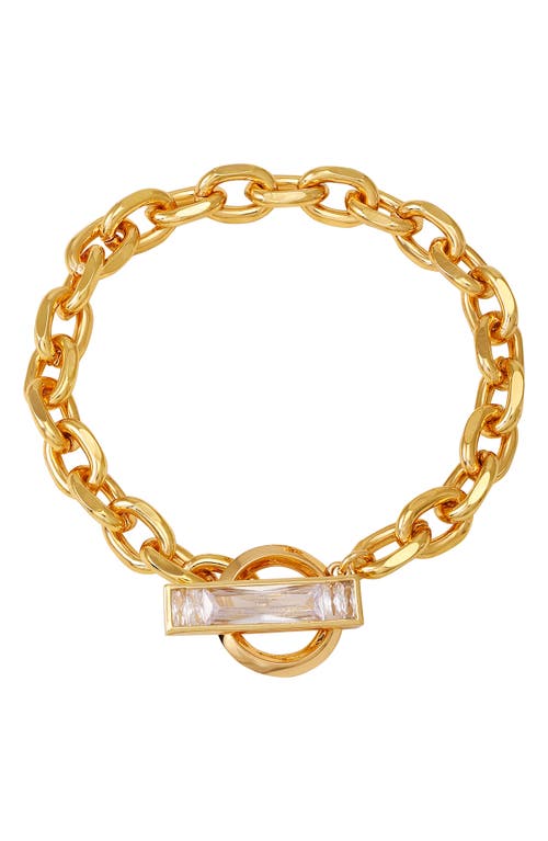 Shop Vince Camuto Crystal Toggle Chain Bracelet In Gold Tone