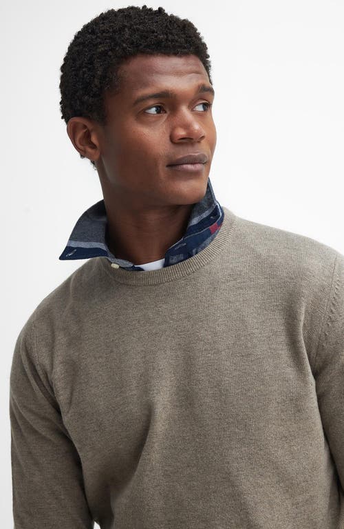 Shop Barbour Marlow Elbow Patch Merino Wool & Cashmere Sweater In Stone