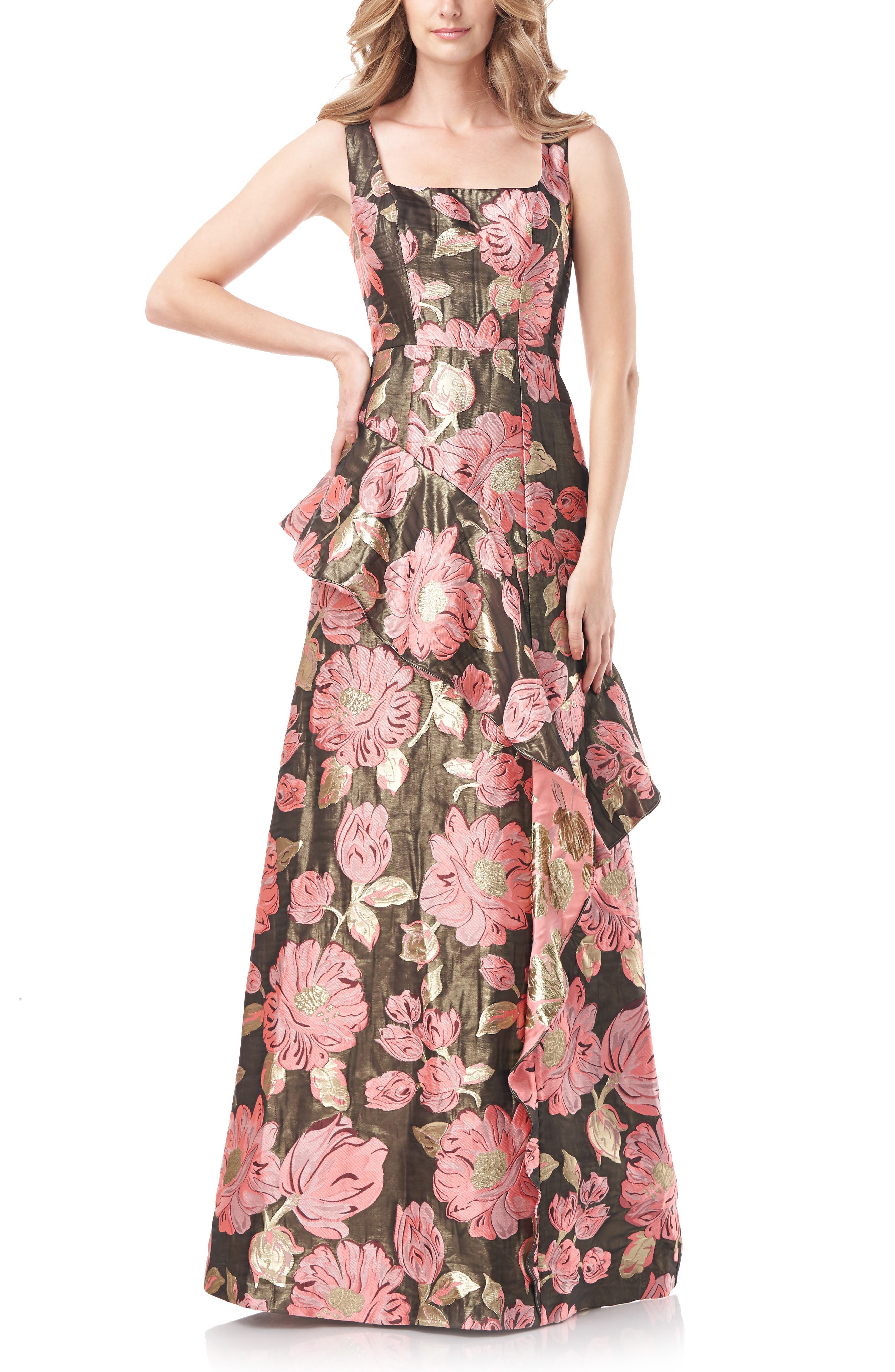 kay unger floral gown