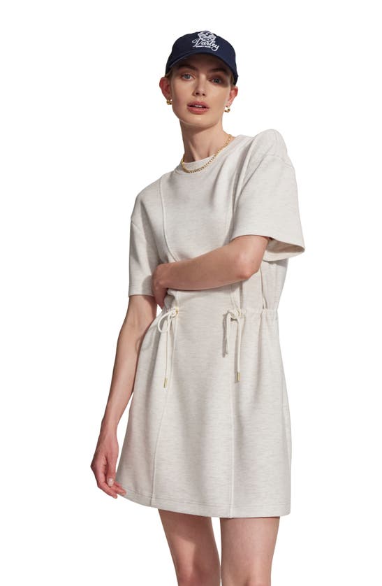 Shop Varley Maple Heathered Short Sleeve Sweater Dress In Ivory Marl