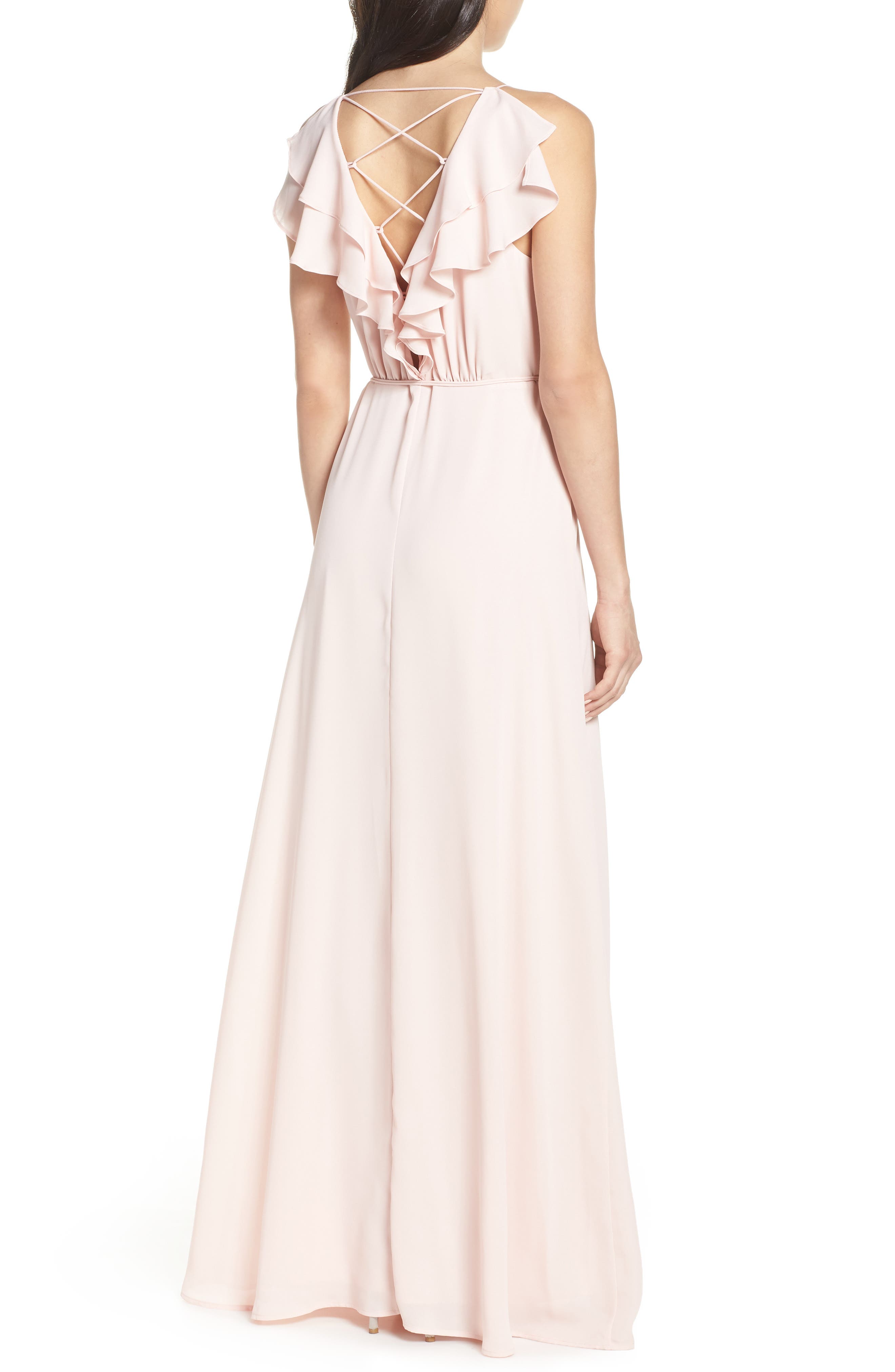 jamie ruffle wrap gown