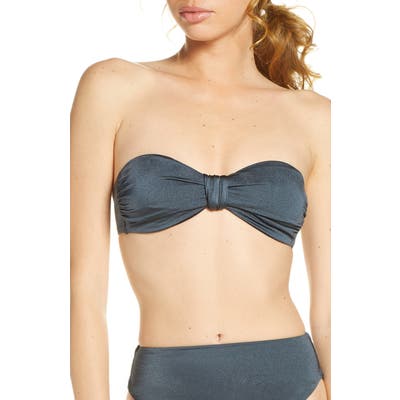 Chelsea28 Twisted Bandeau Bikini Top, Grey