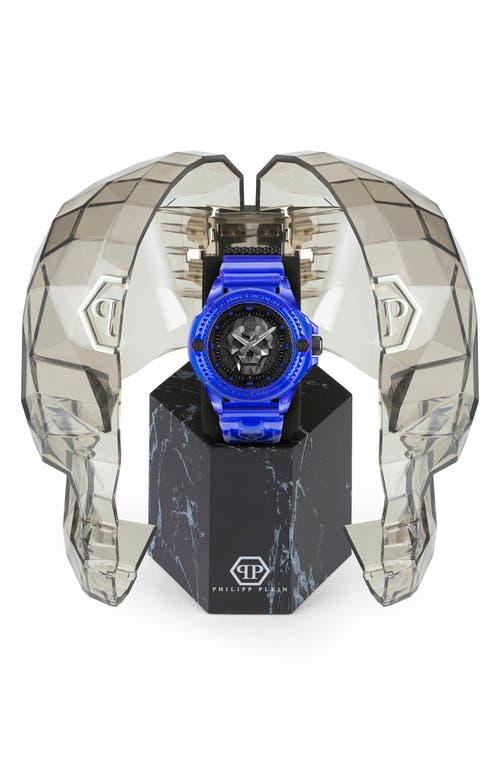 Philipp Plein Men's The $kull Blue Transparent Silicone Strap Watch 45mm In Transparent Blue