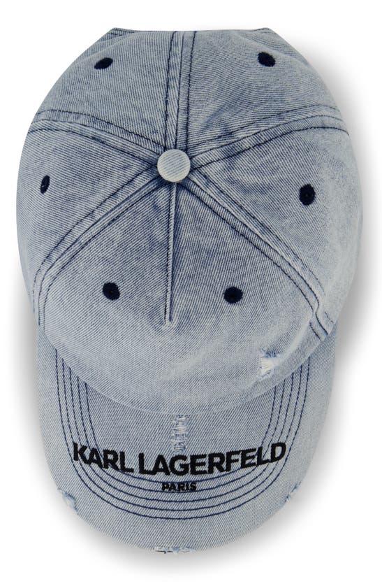 Shop Karl Lagerfeld Distressed Denim Cap