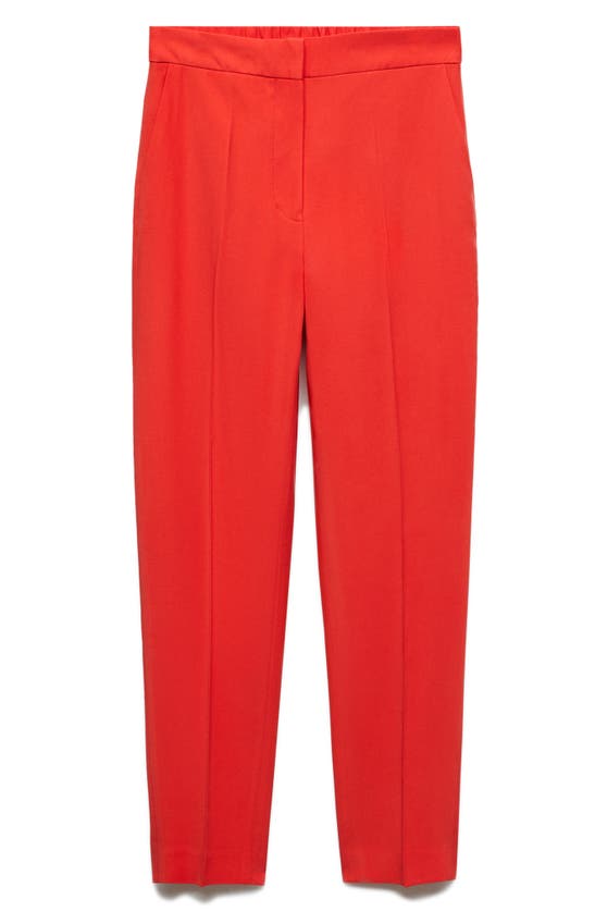 Shop Mango Knit Straight Leg Pants In Coral Red