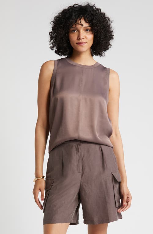 Rib Trim Tank Top in Grey Plum