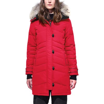 Canada Goose Lorette Hooded Down Parka With Genuine Coyote Fur Trim, (2) - Red