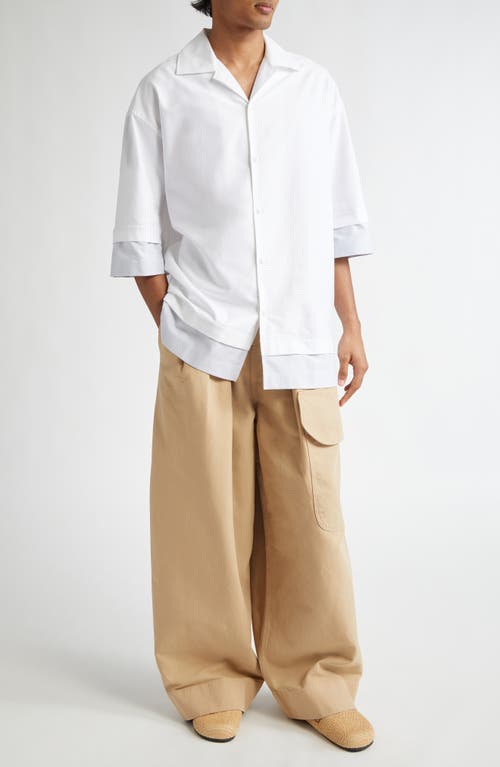 Shop Jw Anderson Relaxed Twill Cargo Trousers In Cream