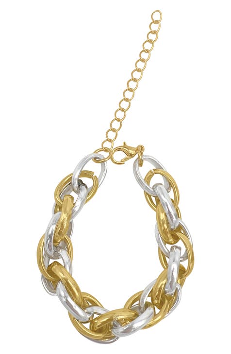 Two-Tone Woven Chain Bracelet