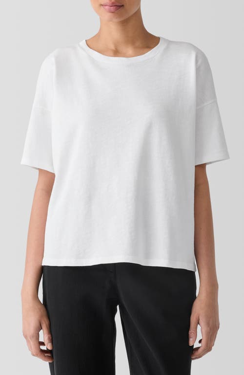 Shop Eileen Fisher Crewneck Organic Cotton T-shirt In White