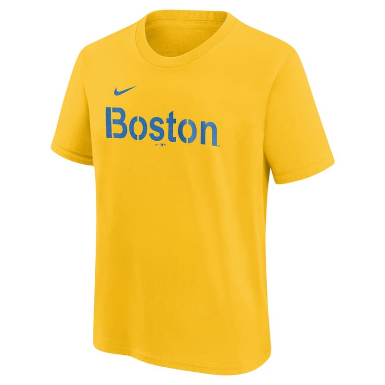 Shop Nike Youth  Gold Boston Red Sox City Connect Wordmark T-shirt
