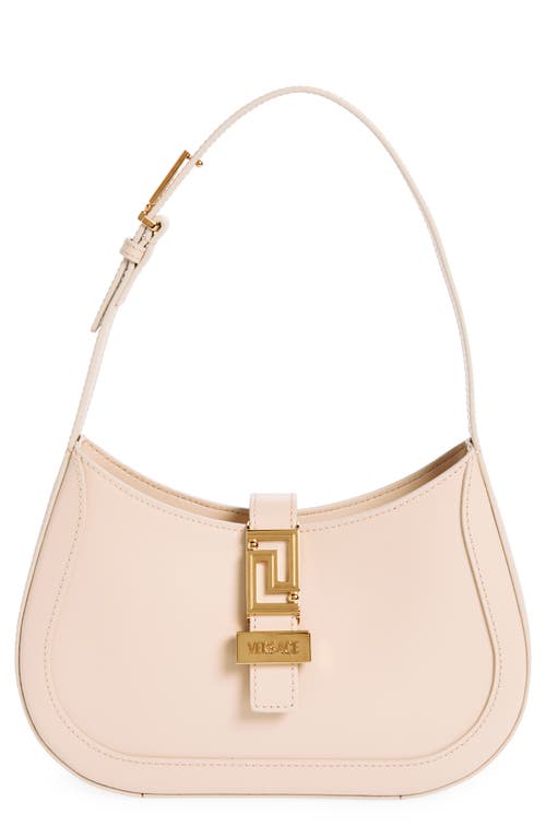 Small Greca Leather Hobo Bag in Chiffon-Versace Gold