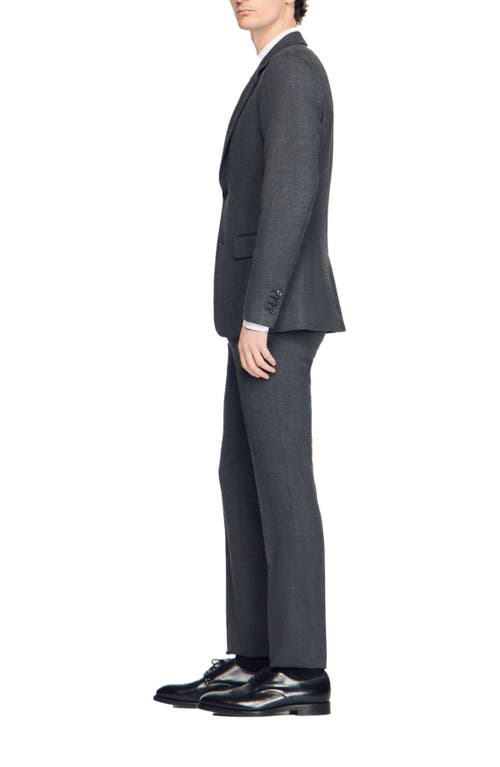 Shop Sandro Wool Suit Jacket In Mocked Grey