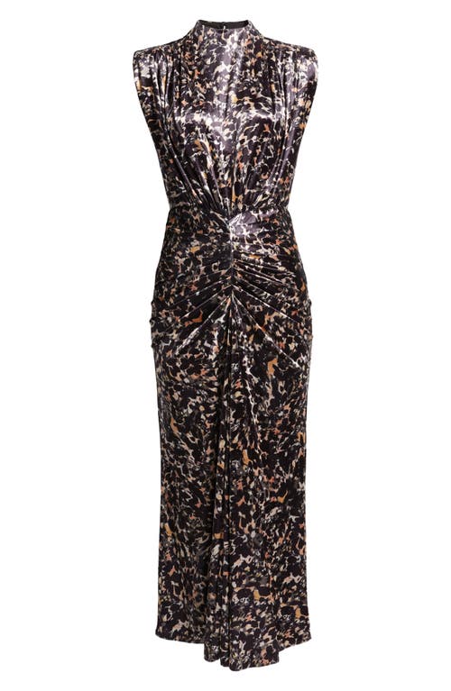 Saylor Al Sleeveless Ruched Velour Dress In Black Multi