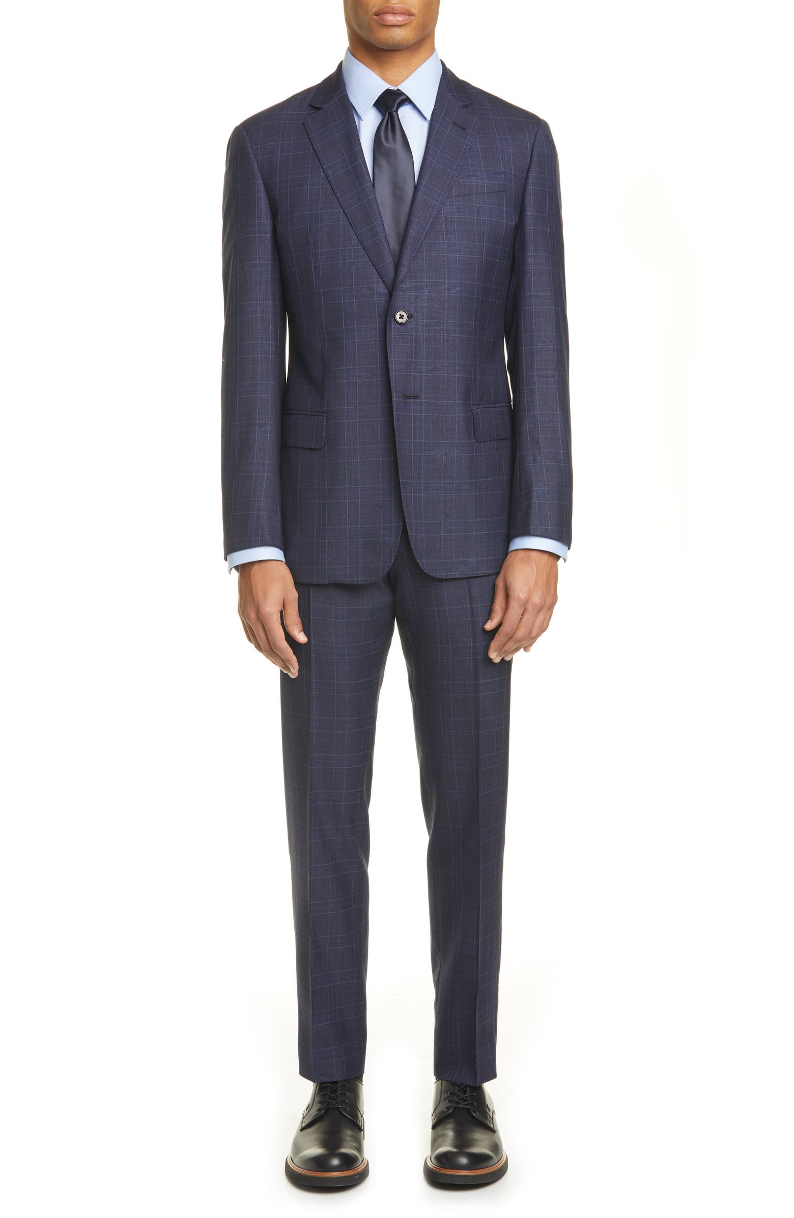 Emporio Armani G Line Trim Fit Plaid Wool Blend Suit | Nordstrom