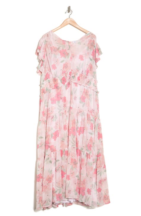 Floral Smocked Ruffle Maxi Dress (Plus)