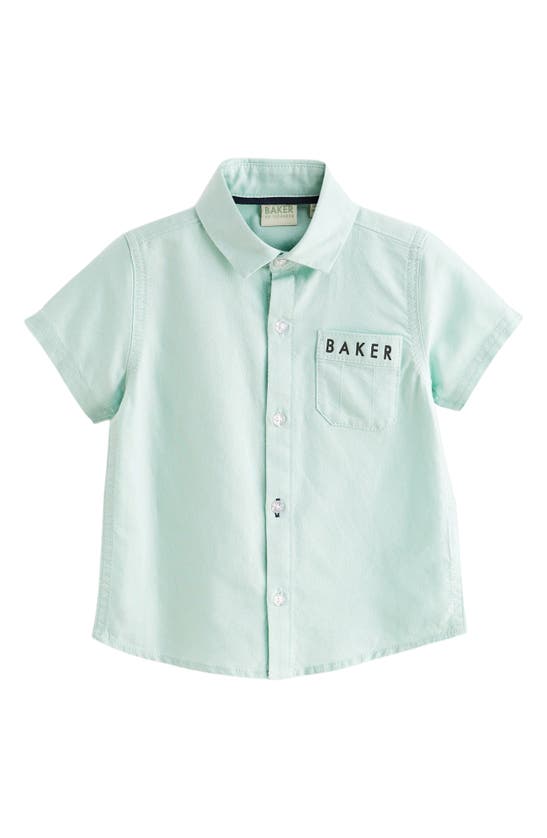 Shop Baker By Ted Baker Kids' Short Sleeve Button-up Shirt, Trousers & Suspenders Set In Green Multi