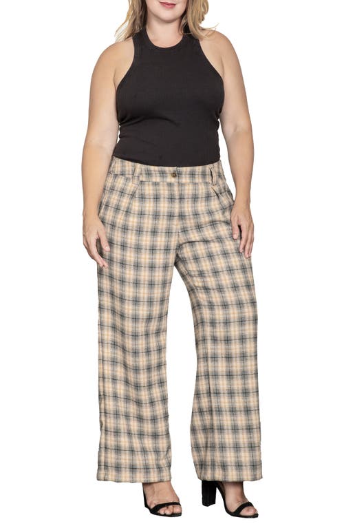 Standards & Practices Plus Size Plaid Wide Leg Pants In Plaid
