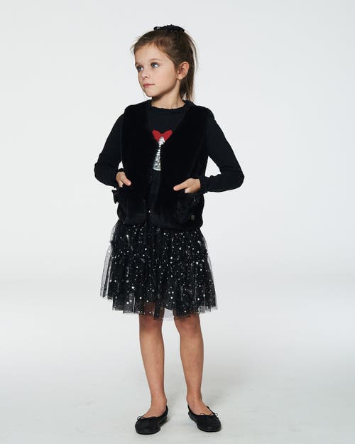 Deux Par Deux Girls' Faux Fur Vest - Little Kid In Anthracite