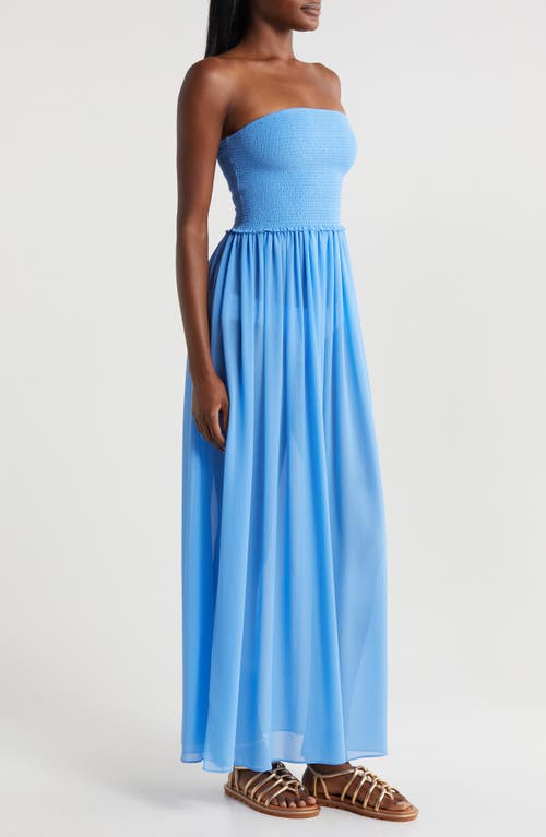 Ramy Brook Calista Strapless Georgette Cover-up Dress In Serene Blue