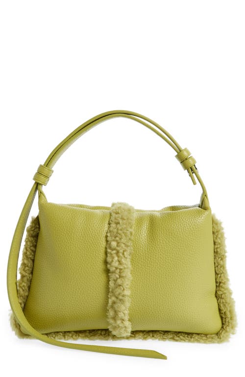 Simon Miller Mini Puffin Convertible Faux Leather & Faux Shearling Handbag in Clay Green